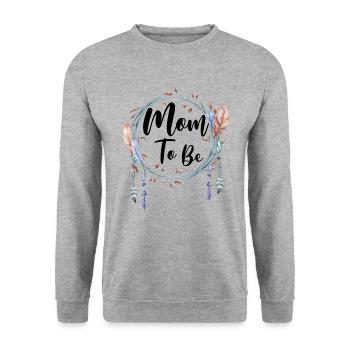 Mom to be Boho Mommy Mama Schwanger Baby Party - Unisex Pullover - Weißgrau meliert - Vorne - Alina (178cm) & Michal (187cm)