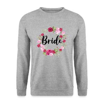 Bride To Be Bridal Flower Wreath Flowers Engagement JGA - Unisex Sweatshirt - salt & pepper - Front - Alina (178cm) & Michal (187cm)