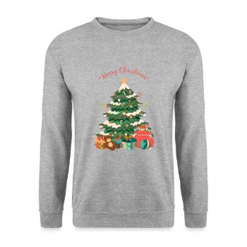 Joyeux Noël X-Mas Christmas tree - Sweat-shirt Unisexe - gris chiné - Devant - Alina (178cm) & Michal (187cm)