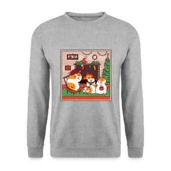 Cochon d'Inde Fan Girl Noël Noël - Sweat-shirt Unisexe - gris chiné - Devant - Alina (178cm) & Michal (187cm)