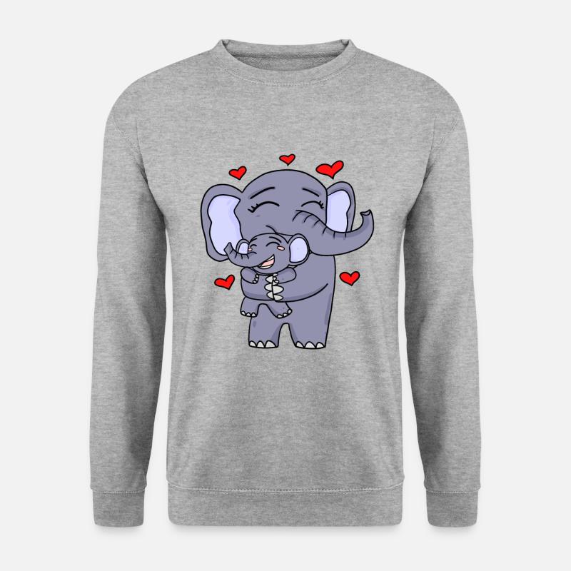Elefant Familie niedlich - Unisex Pullover - Weißgrau meliert