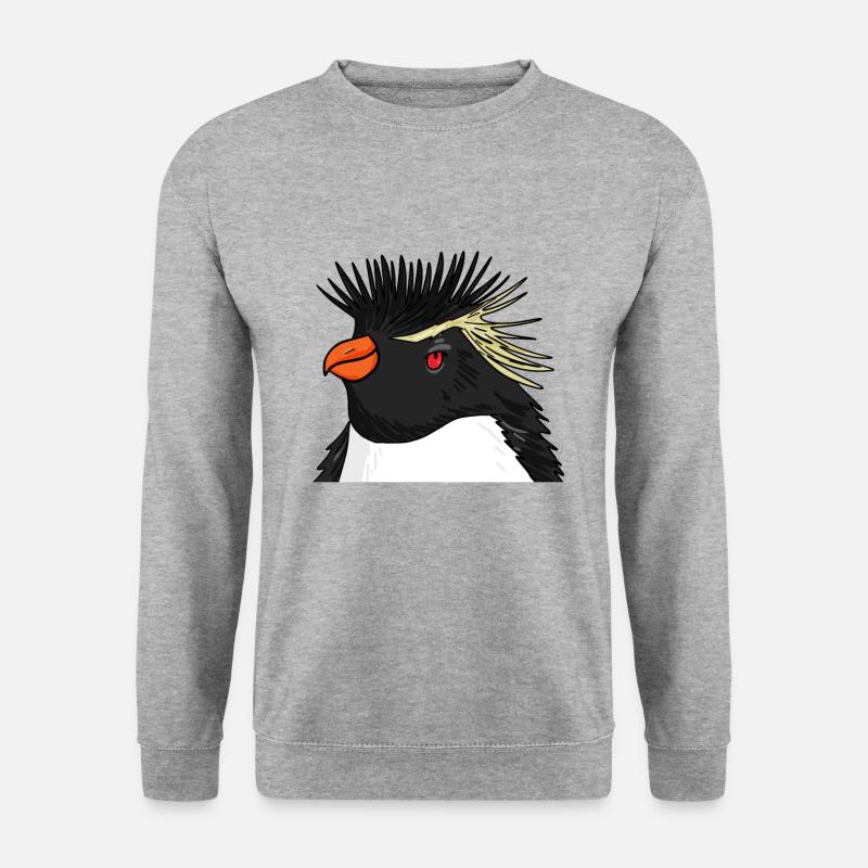 Pinguin mit Haare Felsenpinguin - Unisex Pullover - Weißgrau meliert