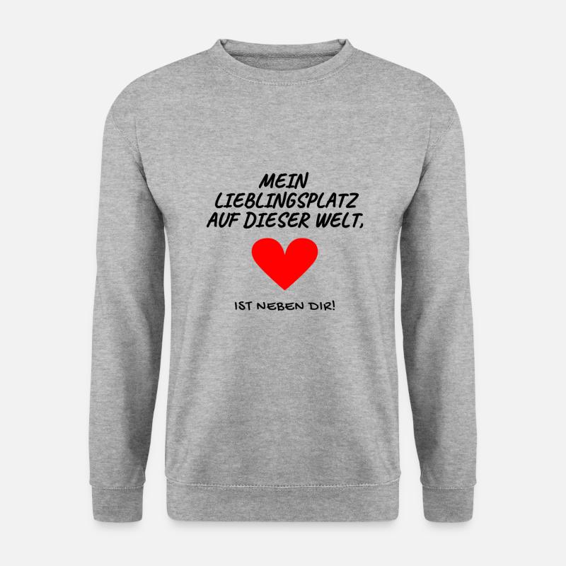 Liebes Kissen mit Spruch Romantisch - Unisex Pullover - Weißgrau meliert
