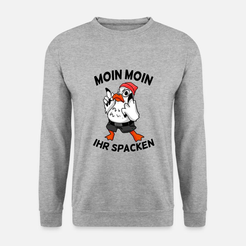 Freche Möwe - Moin Moin Ihr Spacken - Unisex Pullover - Weißgrau meliert