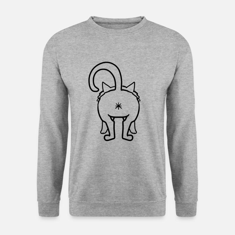Katze von hinten - Katzenarsch - Unisex Pullover - Weißgrau meliert