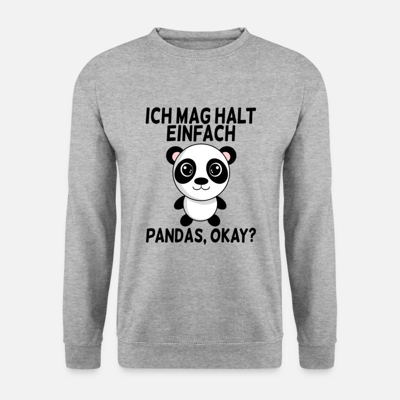 Ich mag Pandas - Unisex Pullover - Weißgrau meliert
