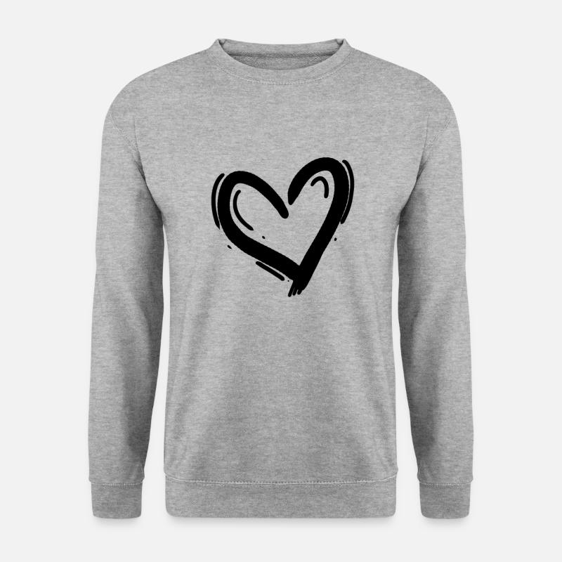 Herz Schwarz - Unisex Pullover - Weißgrau meliert