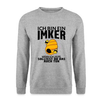 Bienen Imker Biene - Unisex Pullover - Weißgrau meliert - Vorne - Alina (178cm) & Michal (187cm)