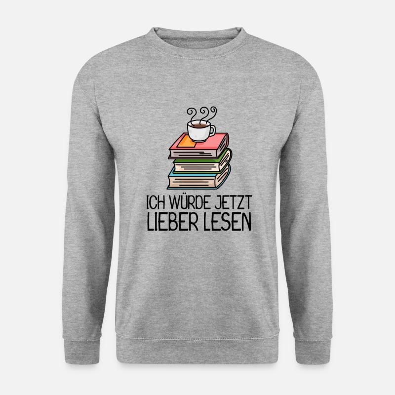 Kaffee Buch lesen - Unisex Pullover - Weißgrau meliert
