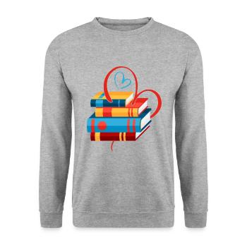 Love Reading Books - Unisex Pullover - Weißgrau meliert - Vorne - Alina (178cm) & Michal (187cm)