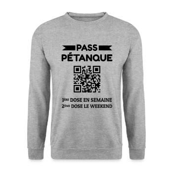 Pass Pétanque - Sweat-shirt Unisexe - gris chiné - Devant - Alina (178cm) & Michal (187cm)