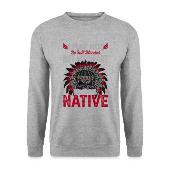 Indianisches Zitat Darf ich nicht - Unisex Pullover - Weißgrau meliert - Vorne - Alina (178cm) & Michal (187cm)