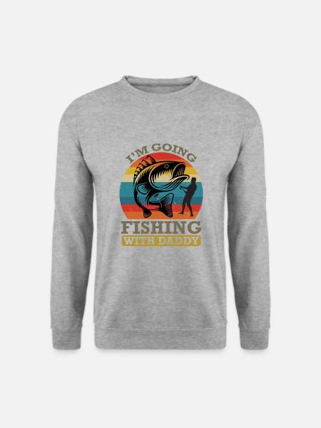 Angelzitat Ich gehe mit Papa angeln - Unisex Pullover - Weißgrau meliert