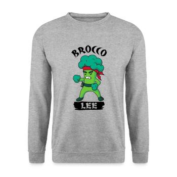 Brocco Lee Broccoli Meme - Sweat-shirt Unisexe - gris chiné - Devant - Alina (178cm) & Michal (187cm)