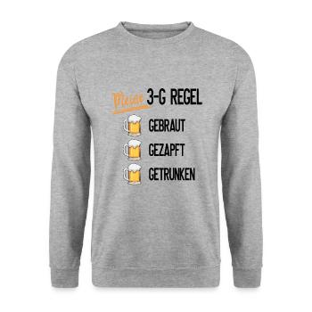Meine 3G-Regel : Gebraut - Gezapft - Getrunken - Unisex Pullover - Weißgrau meliert - Vorne - Alina (178cm) & Michal (187cm)