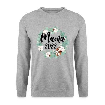 Mama 2022 Schwanger Schwangerschaft Mom To Be - Unisex Pullover - Weißgrau meliert - Vorne - Alina (178cm) & Michal (187cm)