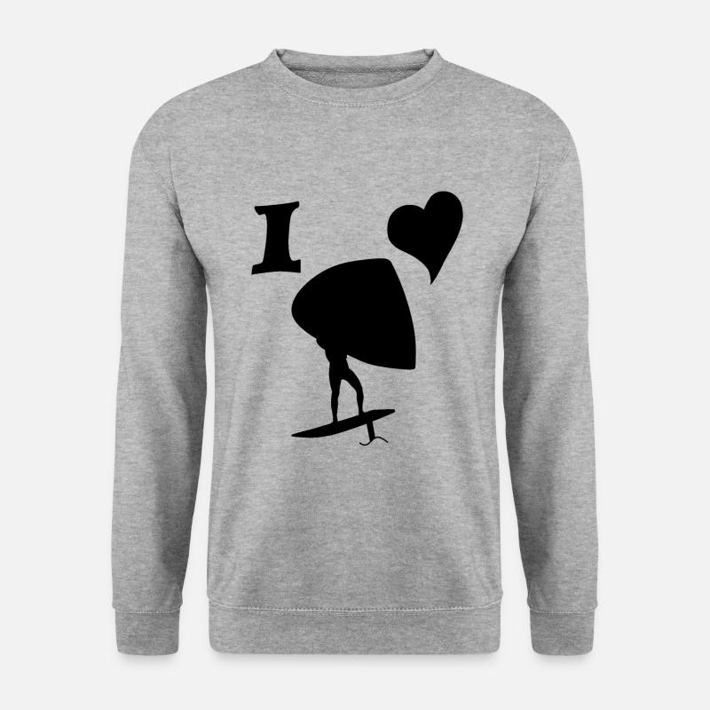 Ich liebe Wingfoils - Unisex Pullover - Weißgrau meliert