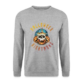 Nightmare Pumpkin Halloween Party Kostüm - Unisex Pullover - Weißgrau meliert - Vorne - Alina (178cm) & Michal (187cm)
