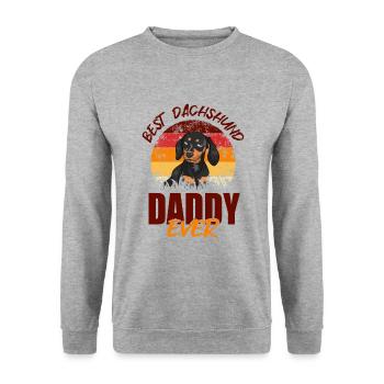 Bester Dackel-Daddy aller Zeiten - Unisex Pullover - Weißgrau meliert - Vorne - Alina (178cm) & Michal (187cm)