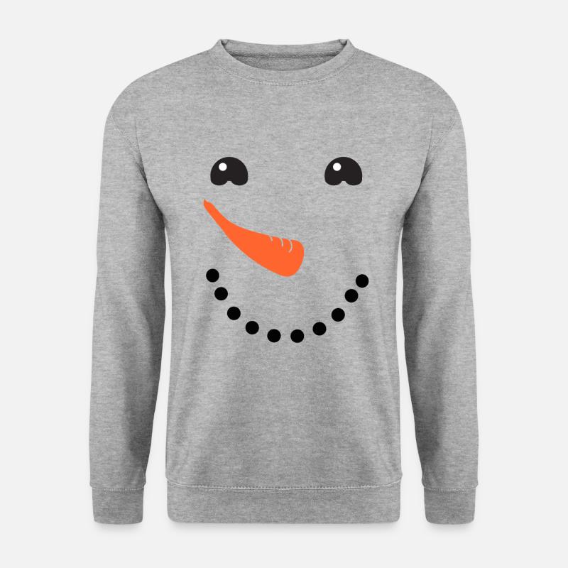 Schneemann Gesicht - Unisex Pullover - Weißgrau meliert