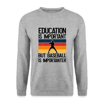 Bildung Ist Wichtig, Aber Baseball Ist wichtiger - Unisex Pullover - Weißgrau meliert - Vorne - Alina (178cm) & Michal (187cm)