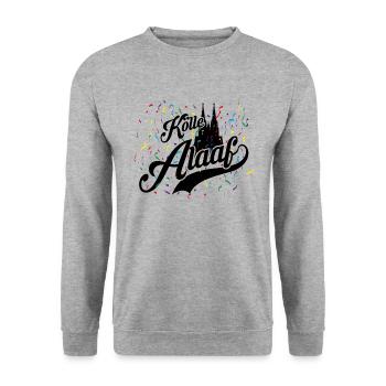 Fröhlicher Jeck an Karneval, Kölle Alaaf - Unisex Pullover - Weißgrau meliert - Vorne - Alina (178cm) & Michal (187cm)