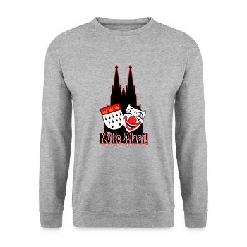 Karneval Kostüm Kölle Alaaf Clown Wappen Dom Köln - Unisex Pullover - Weißgrau meliert - Vorne - Alina (178cm) & Michal (187cm)