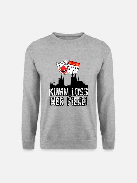 Karneval Kostüm Kölle Alaaf Köln loss mer fiere! - Unisex Pullover - Weißgrau meliert