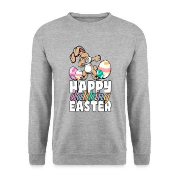 Happy dabbing Easter - Frohe Ostern - Unisex Pullover - Weißgrau meliert - Vorne - Alina (178cm) & Michal (187cm)