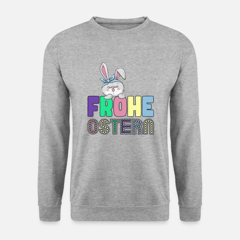 Frohe Ostern - Osterhase - Unisex Pullover - Weißgrau meliert