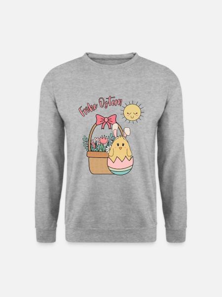 Frohe Ostern - Oster Küken - Unisex Pullover - Weißgrau meliert