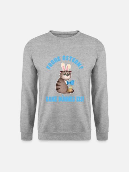 Frohe Ostern - Dünnes Eis - Katze - Unisex Pullover - Weißgrau meliert