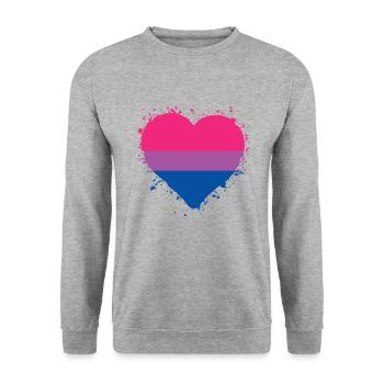 Pride LGBTQ Heart Bisexual - Unisex Sweatshirt - salt & pepper - Front - Alina (178cm) & Michal (187cm)