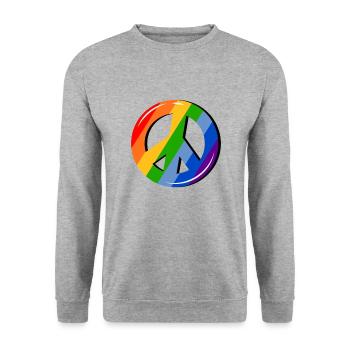 Stolz LGBTQ. Stellungnahme - Unisex Pullover - Weißgrau meliert - Vorne - Alina (178cm) & Michal (187cm)