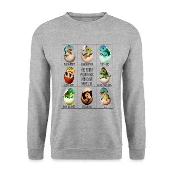Baby dinosaur in egg - Unisex Sweatshirt - salt & pepper - Front - Alina (178cm) & Michal (187cm)