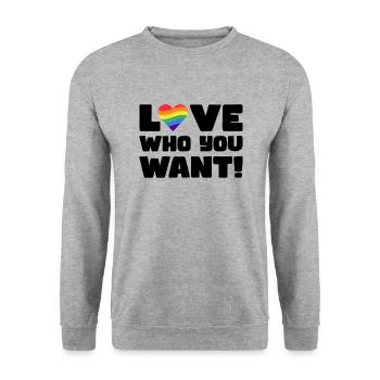 Pride LGBT Liebe gewinnt, wir sind queer und stolz - Unisex Pullover - Weißgrau meliert - Vorne - Alina (178cm) & Michal (187cm)