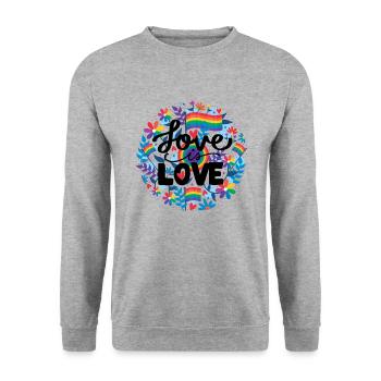Pride LGBT Liebe gewinnt, wir sind queer und stolz - Unisex Pullover - Weißgrau meliert - Vorne - Alina (178cm) & Michal (187cm)