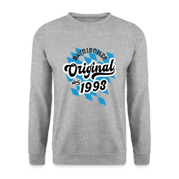 1993 Bayrisches Original seit 1993 Geburtstag - Unisex Pullover - Weißgrau meliert - Vorne - Alina (178cm) & Michal (187cm)