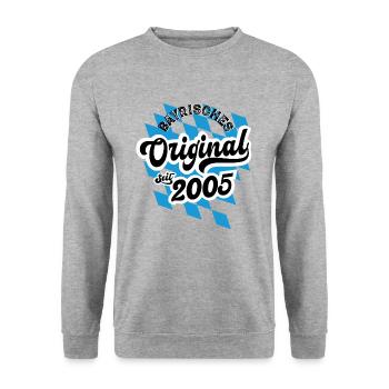 2005 Bayrisches Original seit 2005 Geburtstag - Unisex Pullover - Weißgrau meliert - Vorne - Alina (178cm) & Michal (187cm)