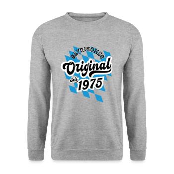 1975 Bayrisches Original seit 1975 Geburtstag - Unisex Pullover - Weißgrau meliert - Vorne - Alina (178cm) & Michal (187cm)