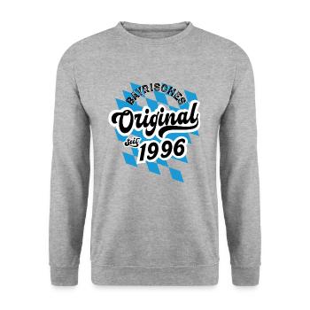 1996 Bayrisches Original seit 1996 Geburtstag - Unisex Pullover - Weißgrau meliert - Vorne - Alina (178cm) & Michal (187cm)