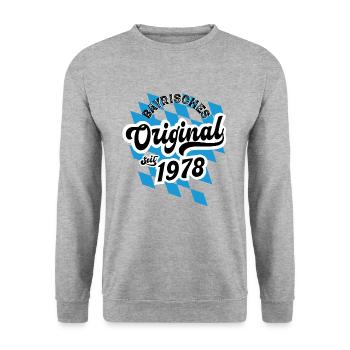 1978 Bayrisches Original seit 1978 Geburtstag - Unisex Pullover - Weißgrau meliert - Vorne - Alina (178cm) & Michal (187cm)