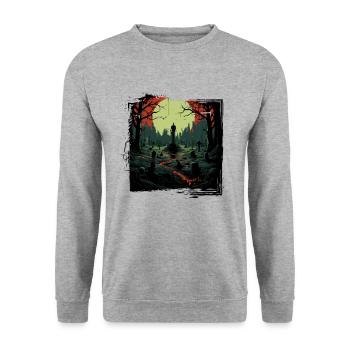 Ambiance effrayante d’Halloween - Sweat-shirt Unisexe - gris chiné - Devant - Alina (178cm) & Michal (187cm)