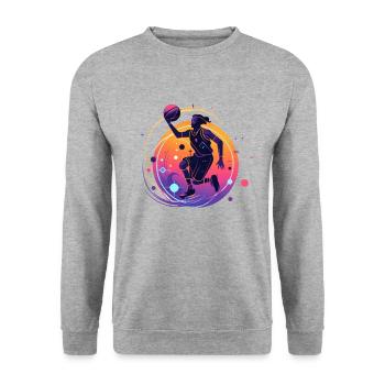 BASKETBALL forever! - Unisex Sweatshirt - salt & pepper - Front - Alina (178cm) & Michal (187cm)