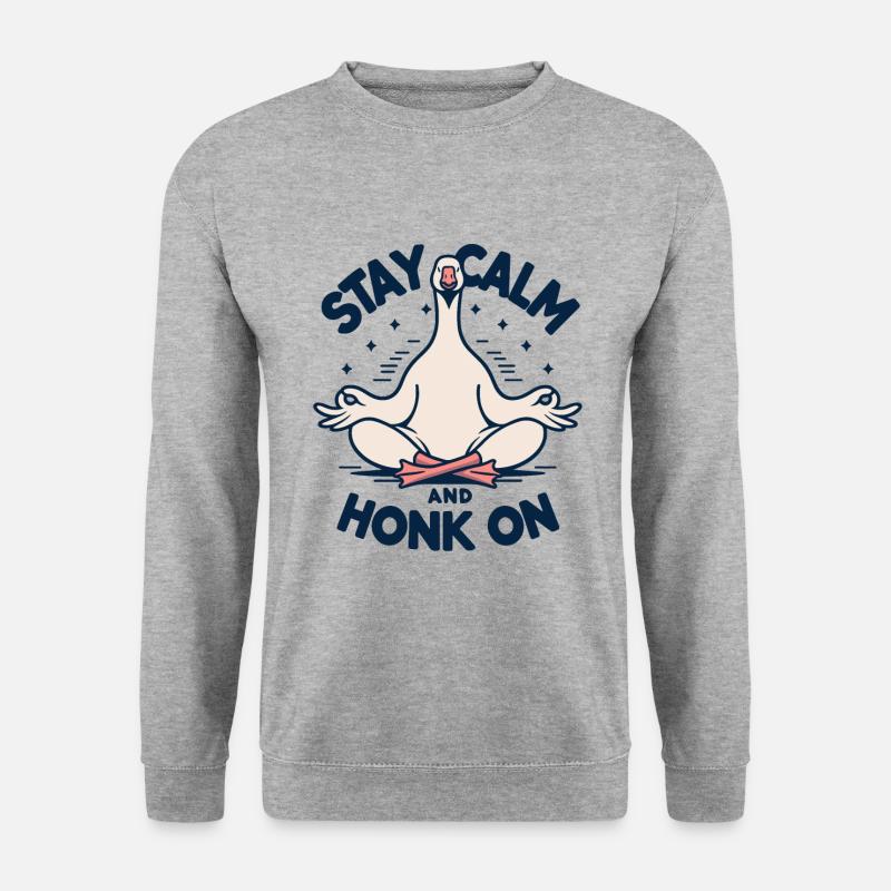 Ruhig bleiben Gans - Unisex Pullover - Weißgrau meliert