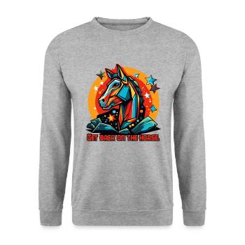 De retour en selle, de retour sur le cheval - Sweat-shirt Unisexe - gris chiné - Devant - Alina (178cm) & Michal (187cm)