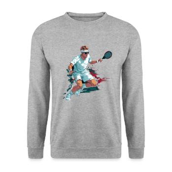 Tennis - Unisex Pullover - Weißgrau meliert - Vorne - Alina (178cm) & Michal (187cm)