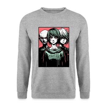 Cartoon Manga Anime, This Should Be an Anime - Unisex Sweatshirt - salt & pepper - Front - Alina (178cm) & Michal (187cm)