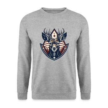 Emblem of a deer and a young buck - Unisex Sweatshirt - salt & pepper - Front - Alina (178cm) & Michal (187cm)