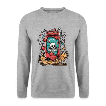 Buvez, grésillez, étourdissez la canette de soda Skull - Sweat-shirt Unisexe - gris chiné - Devant - Alina (178cm) & Michal (187cm)